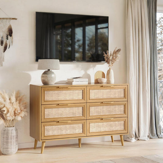 Dresser for Bedroom,47.2" Wide 6 Drawer Double Dresser