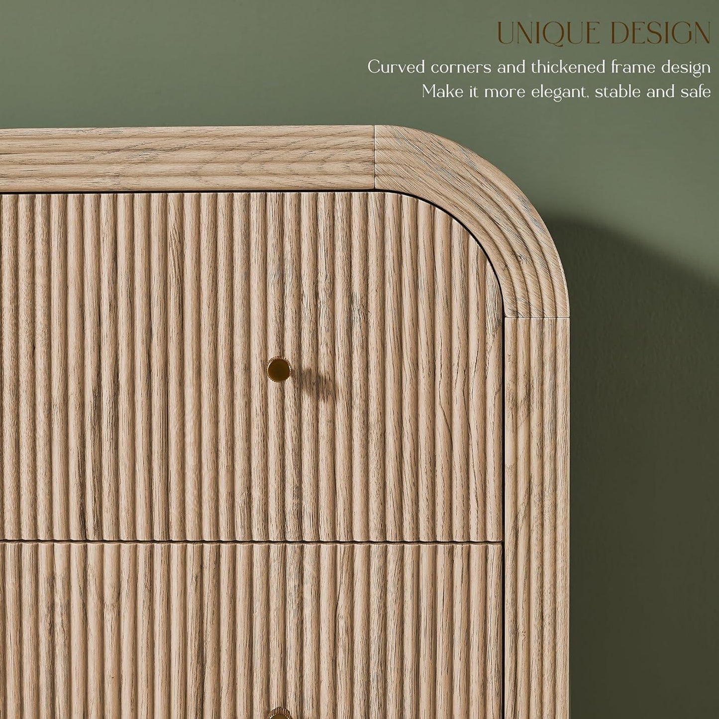 Fluted 6 Drawers Dresser for Bedroom 54" Wide Modern Chest of Drawers