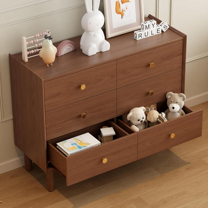 6 Drawer Dresser for Bedroom,41.2" W Wood Chest of Drawers with Large Storage Cabinet