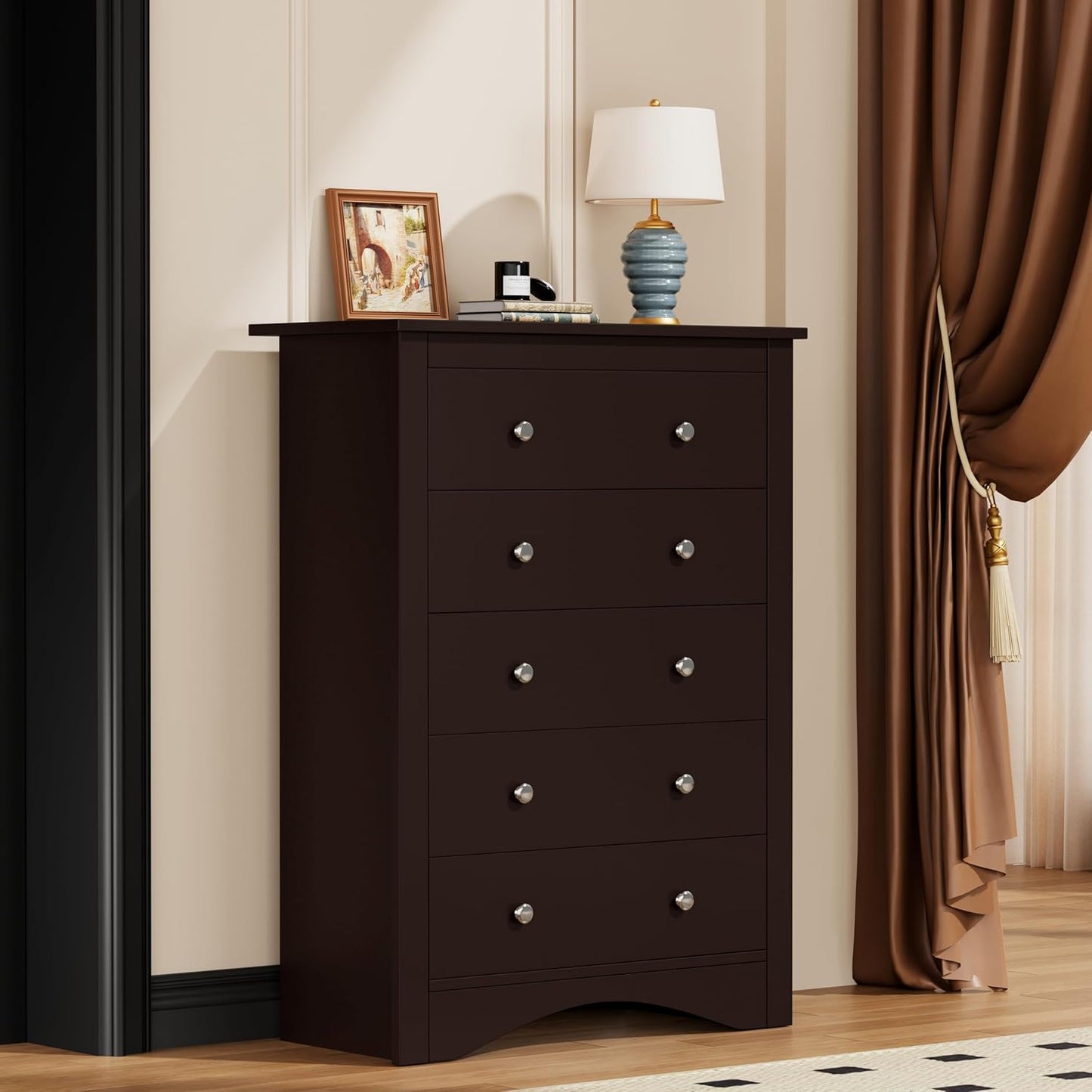 Tall Dresser for Bedroom with 5 Drawers Modern Chest of Drawers