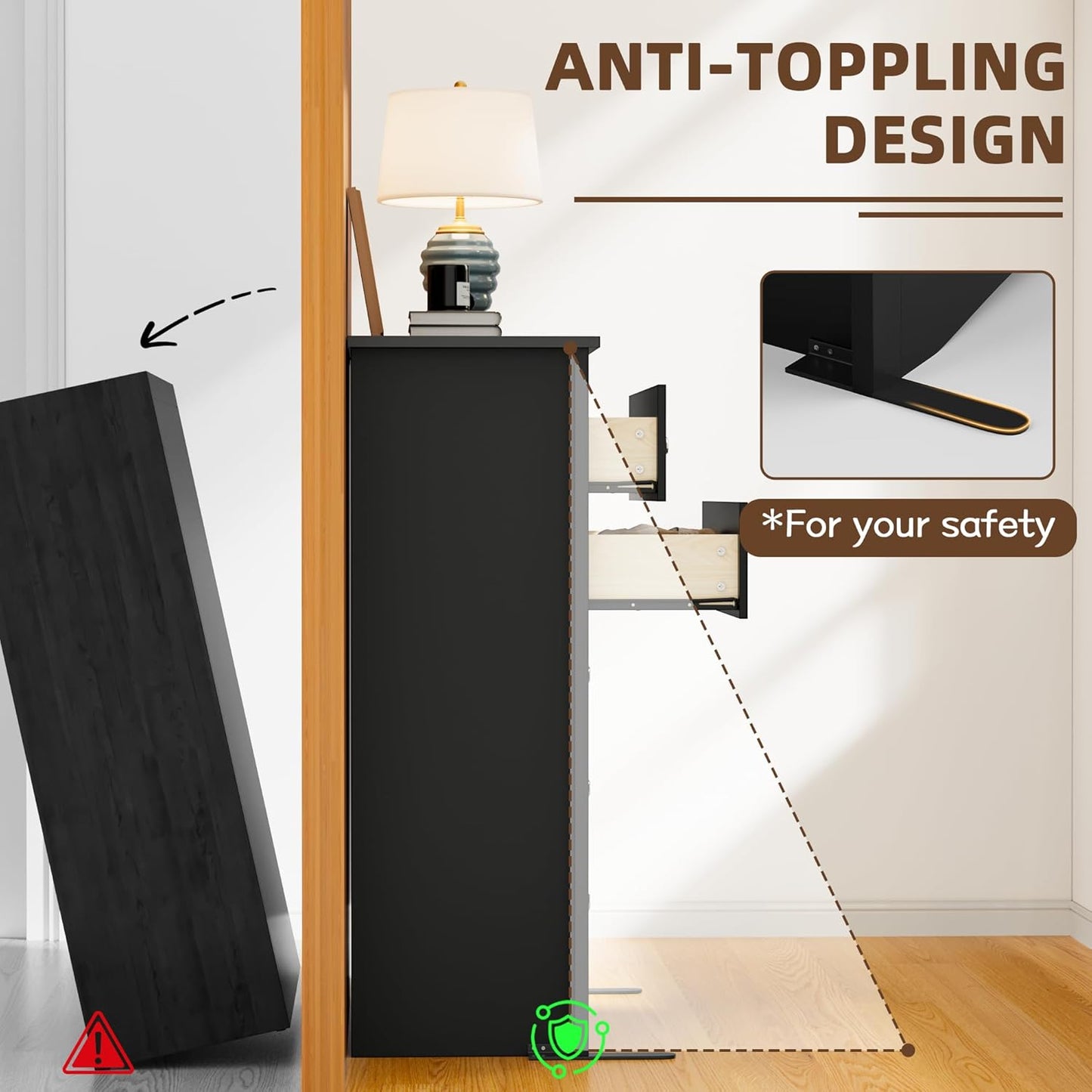 Tall Dresser for Bedroom with 5 Drawers Modern Chest of Drawers