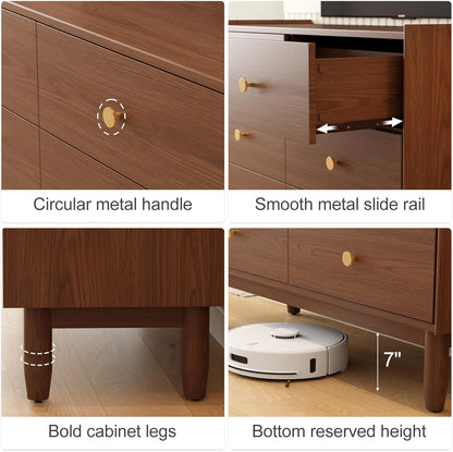 6 Drawer Dresser for Bedroom,41.2" W Wood Chest of Drawers with Large Storage Cabinet