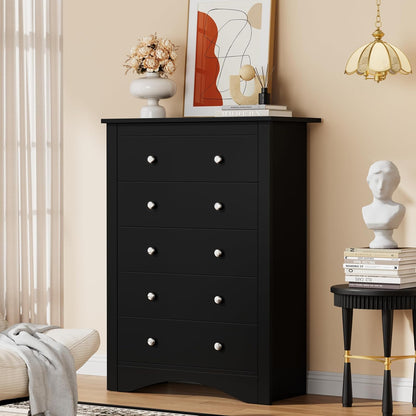 Tall Dresser for Bedroom with 5 Drawers Modern Chest of Drawers