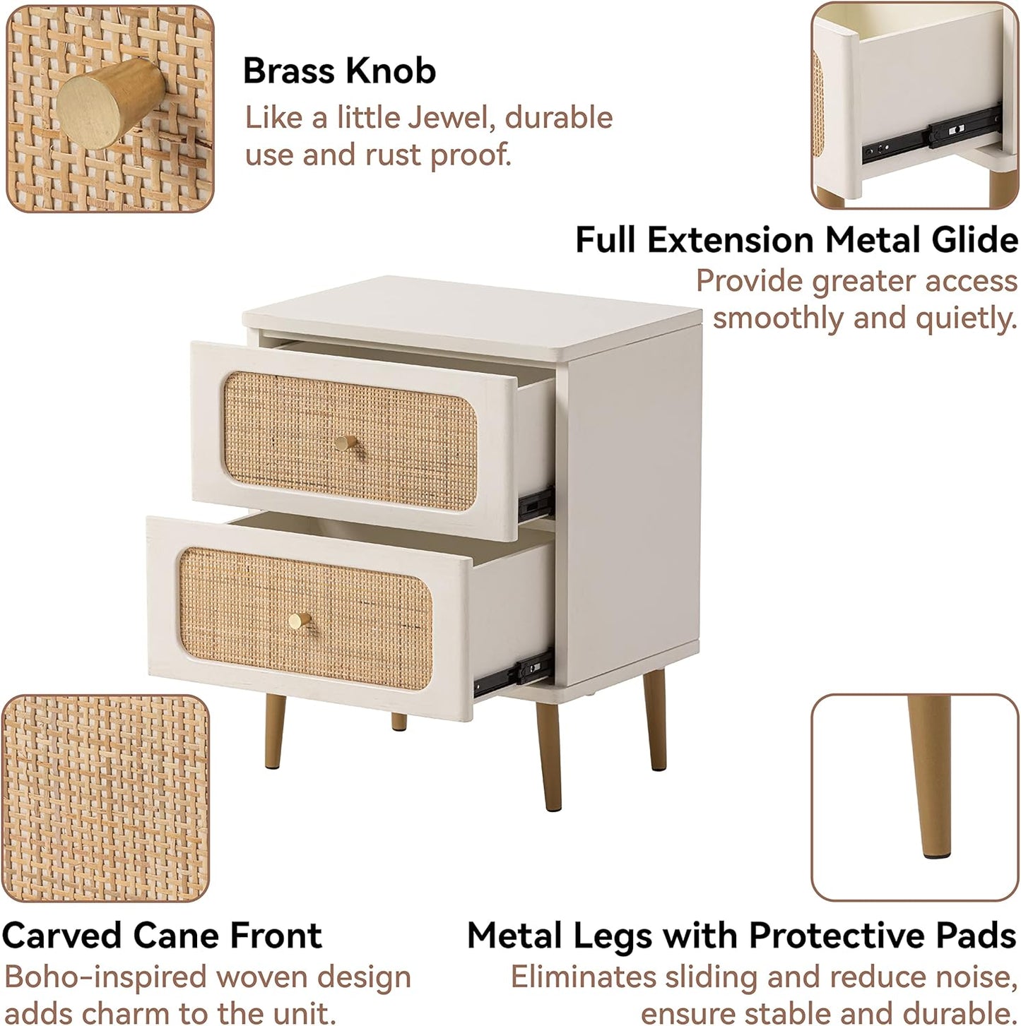 Wicker Rattan Chest of Drawers, 3-Drawer Dresser