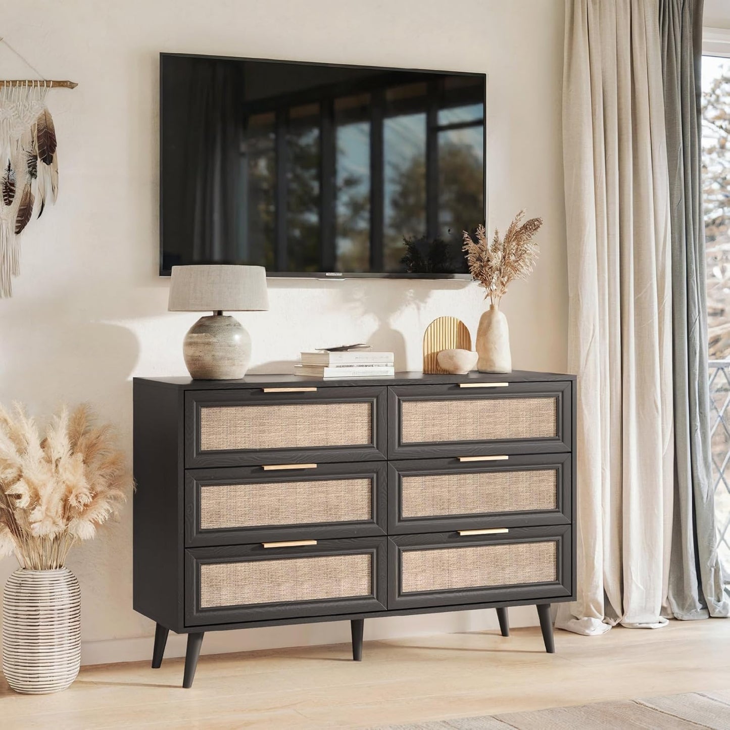 Dresser for Bedroom,47.2" Wide 6 Drawer Double Dresser