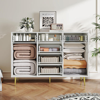 Wood 5 Drawer Dresser for Bedroom with 2 Doors