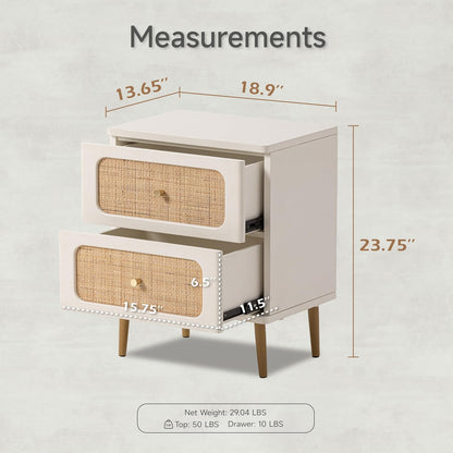 Wicker Rattan Chest of Drawers, 3-Drawer Dresser