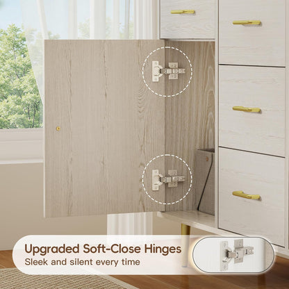 Wood 5 Drawer Dresser for Bedroom with 2 Doors