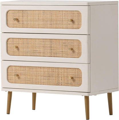 Wicker Rattan Chest of Drawers, 3-Drawer Dresser