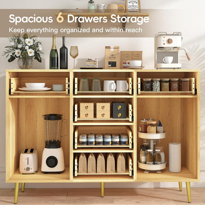 Wood 5 Drawer Dresser for Bedroom with 2 Doors