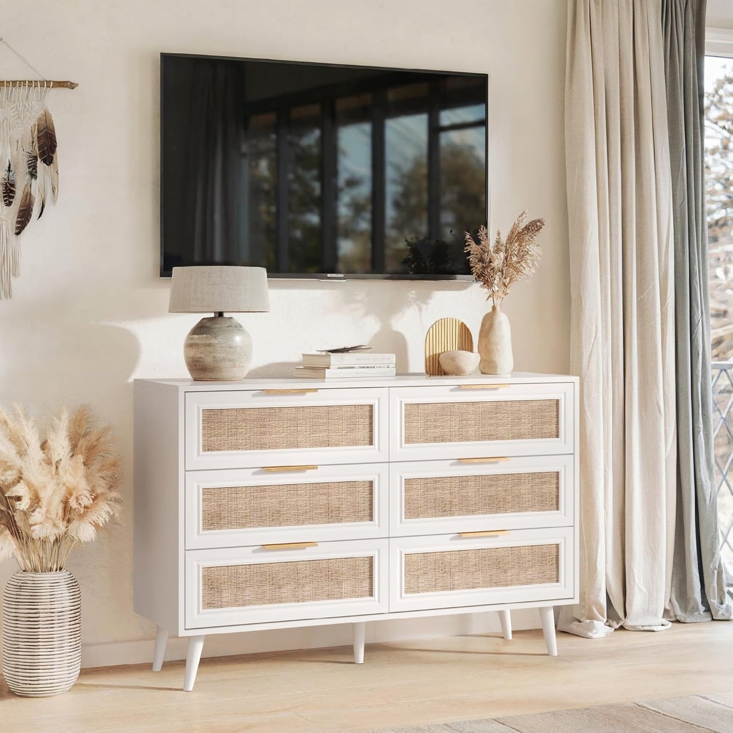 Dresser for Bedroom,47.2" Wide 6 Drawer Double Dresser