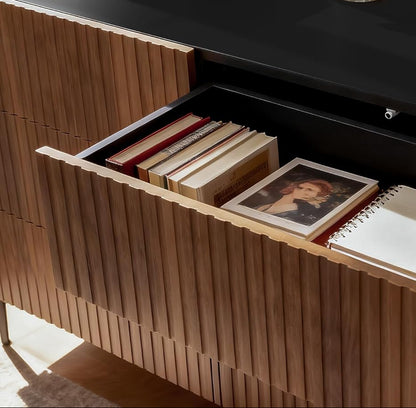 Walnut Drawers Dresser, Fluted Chest of 6 Drawers Dresser TV Stand