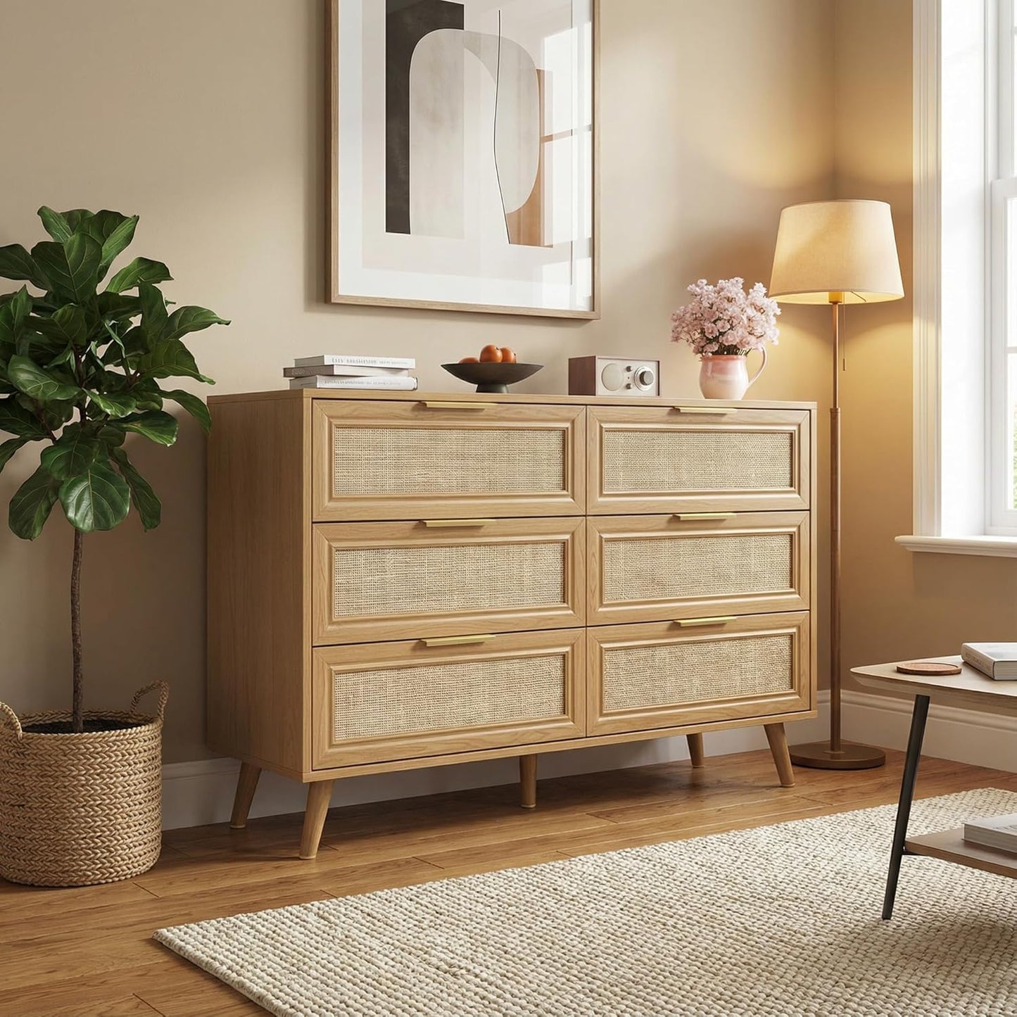 Dresser for Bedroom,47.2" Wide 6 Drawer Double Dresser