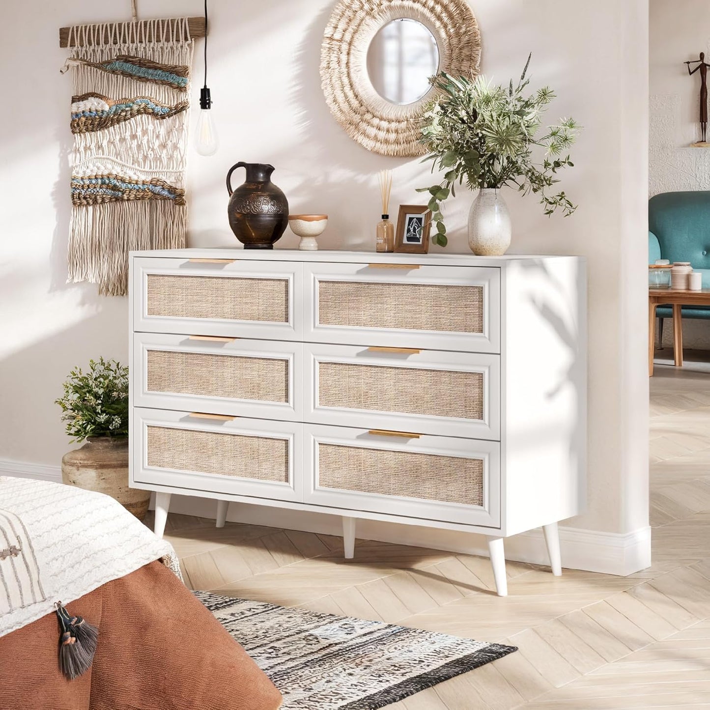 Dresser for Bedroom,47.2" Wide 6 Drawer Double Dresser