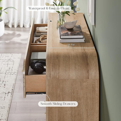 Fluted 6 Drawers Dresser for Bedroom 54" Wide Modern Chest of Drawers