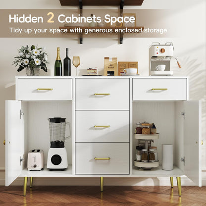 Wood 5 Drawer Dresser for Bedroom with 2 Doors