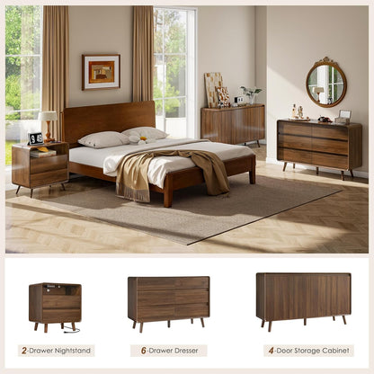 6 Drawer Dresser for Bedroom, Mid Century Modern Dressers