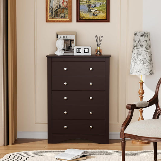 Tall Dresser for Bedroom with 5 Drawers Modern Chest of Drawers