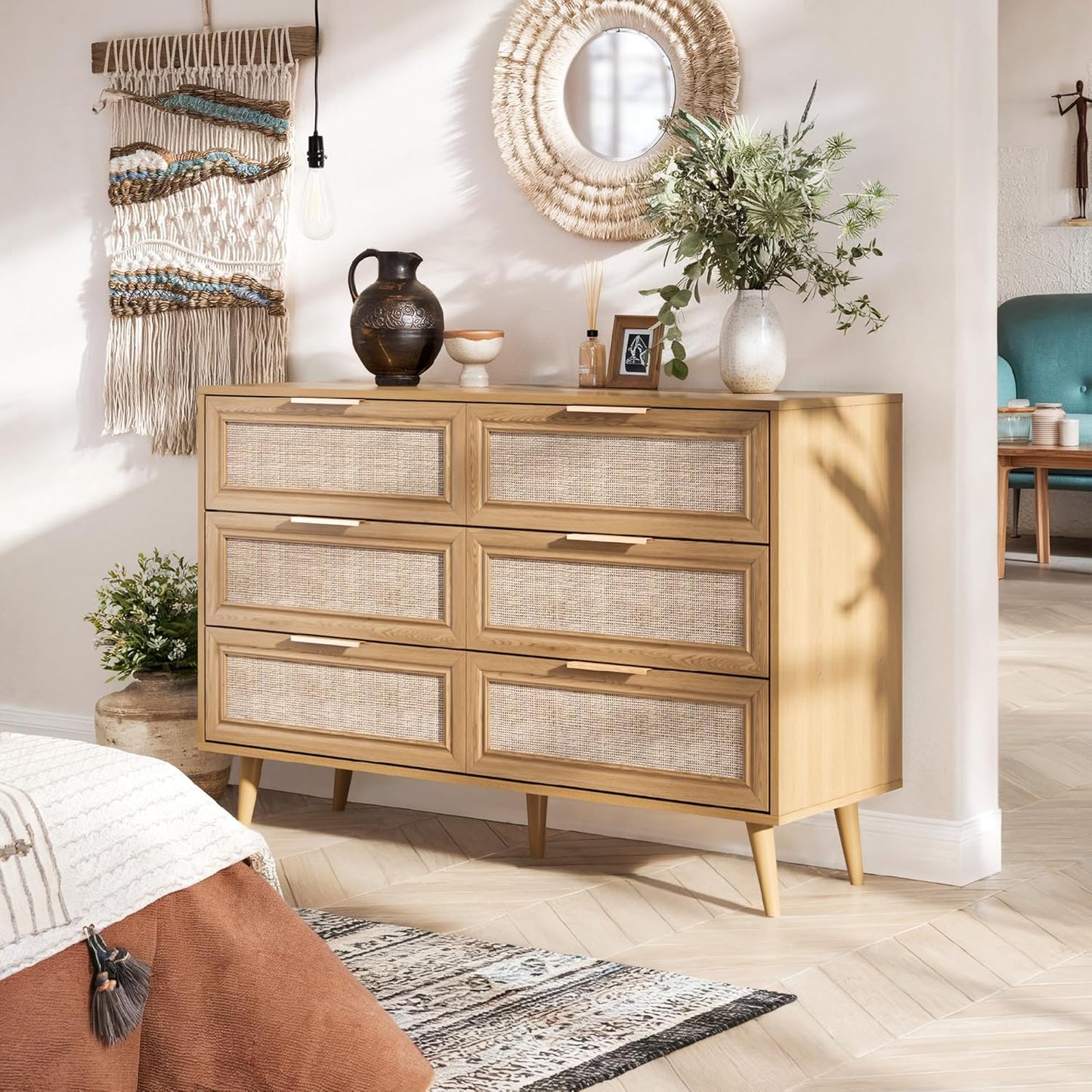 Dresser for Bedroom,47.2" Wide 6 Drawer Double Dresser