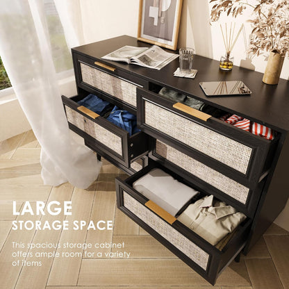 Dresser for Bedroom,47.2" Wide 6 Drawer Double Dresser