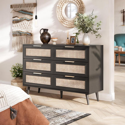 Dresser for Bedroom,47.2" Wide 6 Drawer Double Dresser