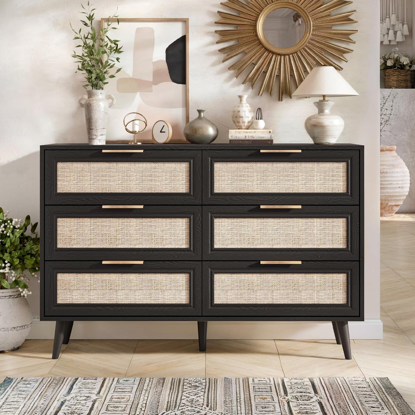 Dresser for Bedroom,47.2" Wide 6 Drawer Double Dresser
