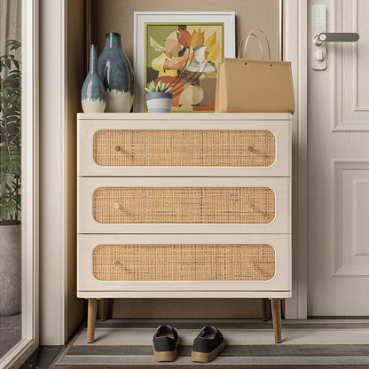 Wicker Rattan Chest of Drawers, 3-Drawer Dresser