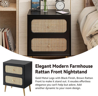 Wicker Rattan Chest of Drawers, 3-Drawer Dresser