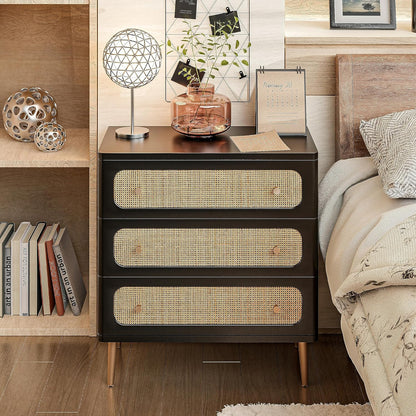 Wicker Rattan Chest of Drawers, 3-Drawer Dresser
